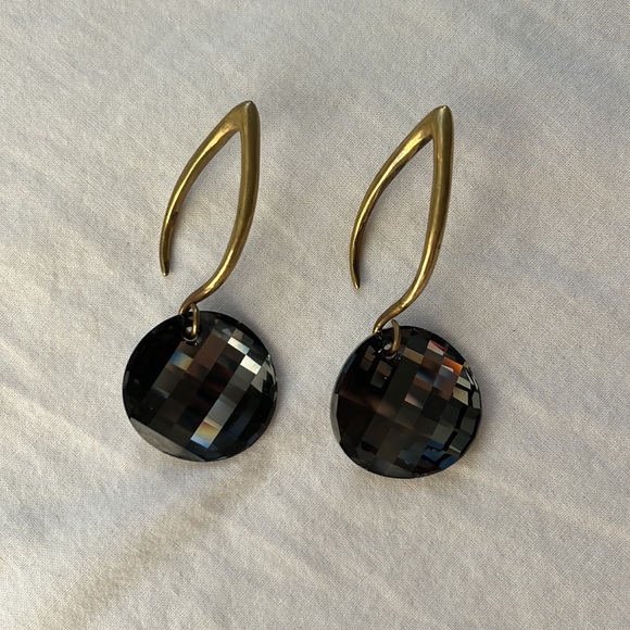 Diablo Organics black diamond Swarovski crystal ear dangles ! - Picture 3 of 6